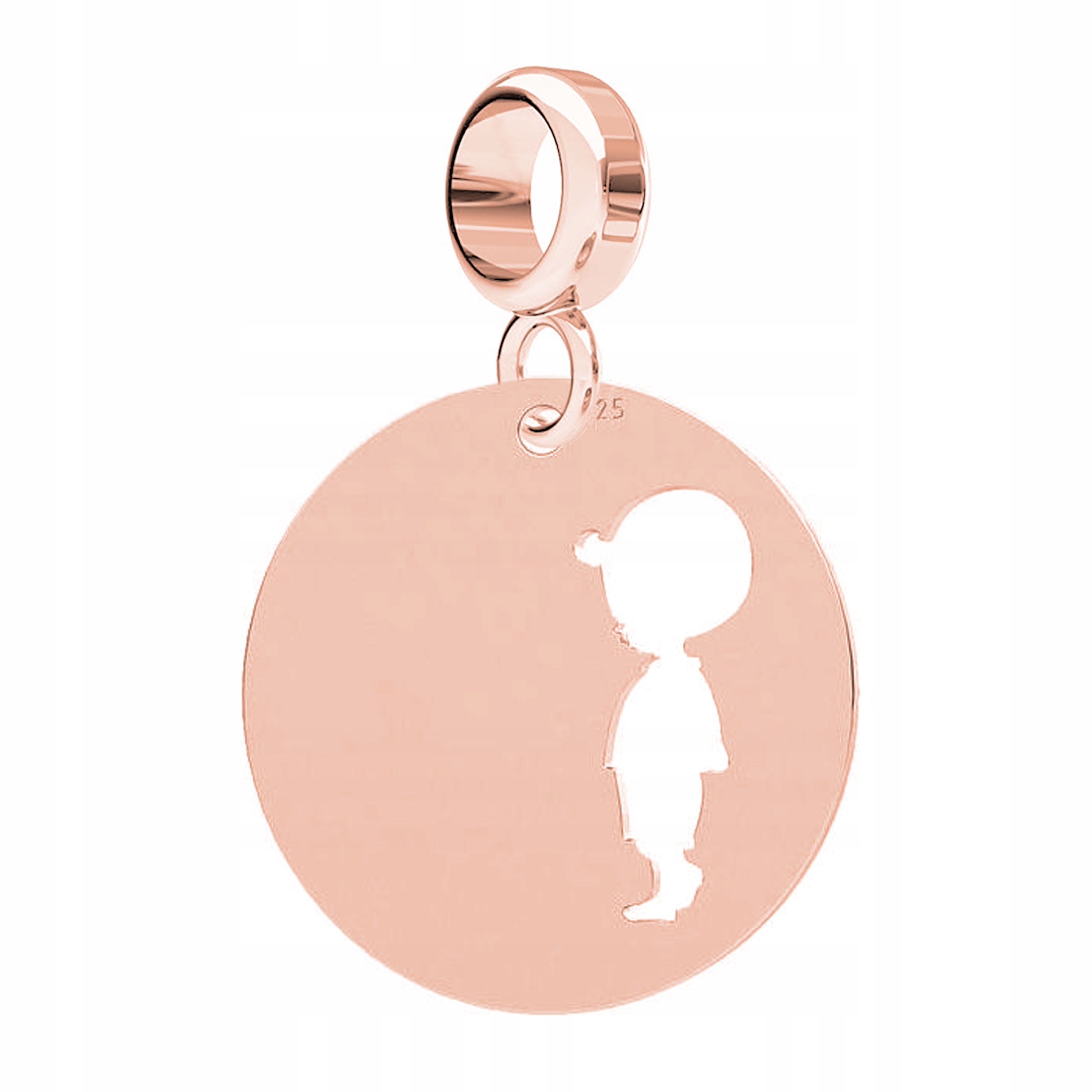 Charms růžový závěsný plech Chlapec stříbro 925