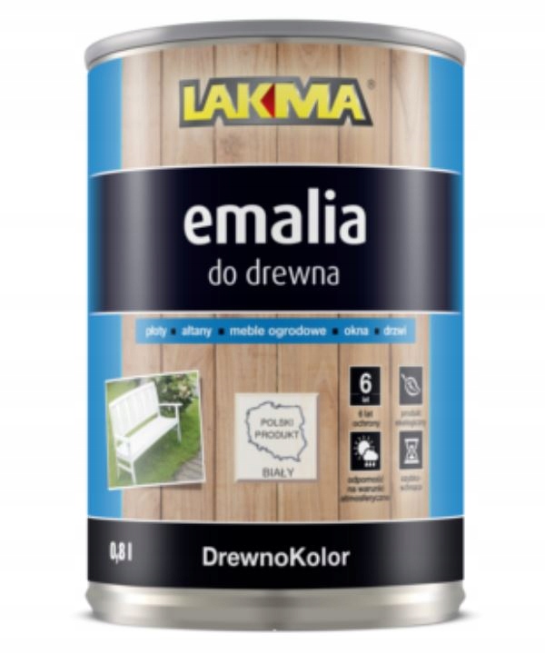 

Emalia Akrylowa Do Drewna Biała Półmat Lakma 0,8L