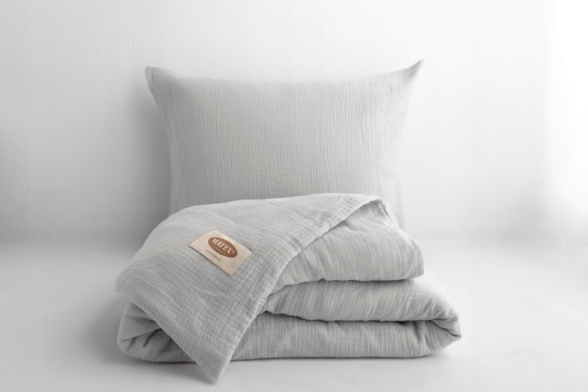 Posteľná Bielizeň mušelínová 220x200 2 obliečky sivá bavlnená súprava Matex