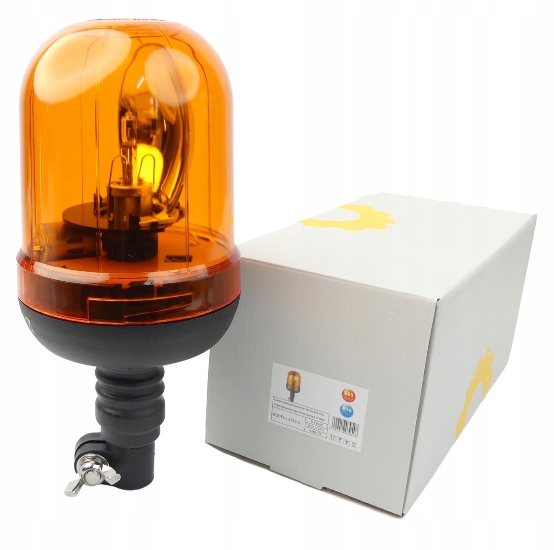 LAMPA OSTRZEGAWCZA BŁYSKOWA KOGUT ŚLIMAK ŻARÓWKOWA Elastyczny Trzpień