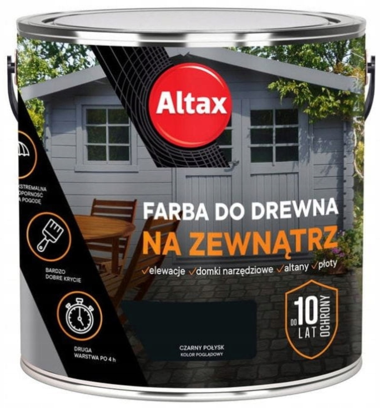 Altax Farba do Drewna Na Zewnątrz 2.5L Czarny poły