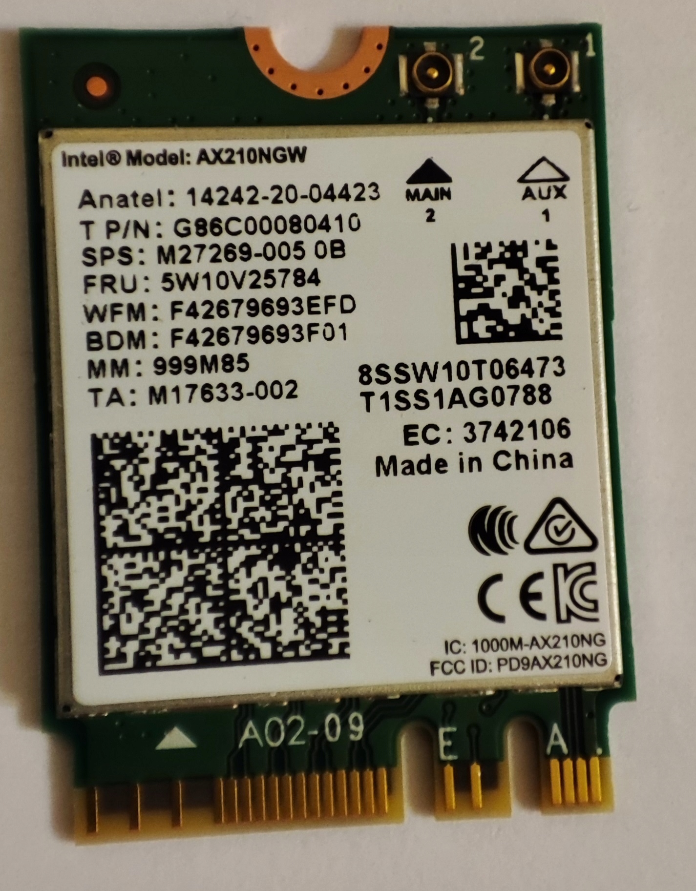 Intel AX210 NGW, Wi-Fi 6E interní síťová karta s Bluetooth 5.3 za 745 ...