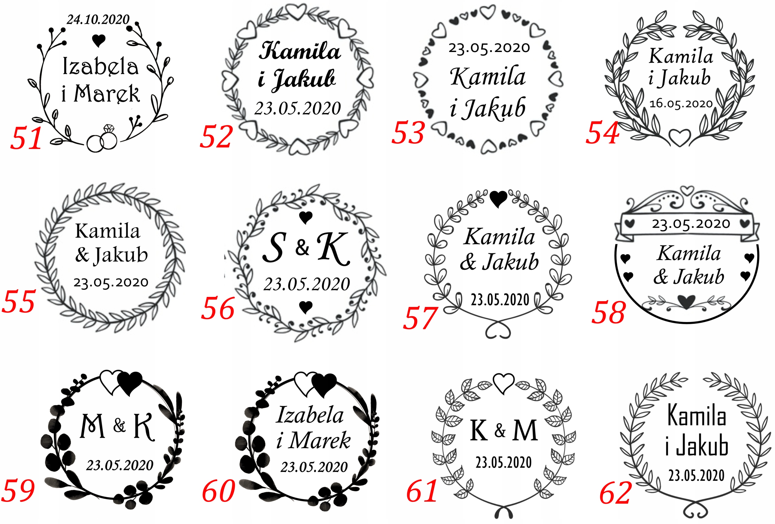 PIECZĄTKA NA ŚLUB PIECZĘĆ ŚLUBNA STEMPEL 5 CM Rodzaj Tradycyjna