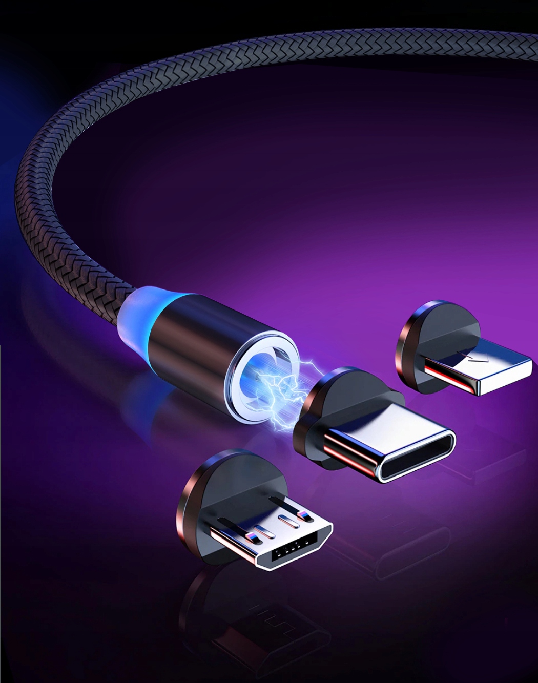 KABEL 150cm MAGNETYCZNY DO IPHONE MICRO USB TYP-C Stan opakowania oryginalne