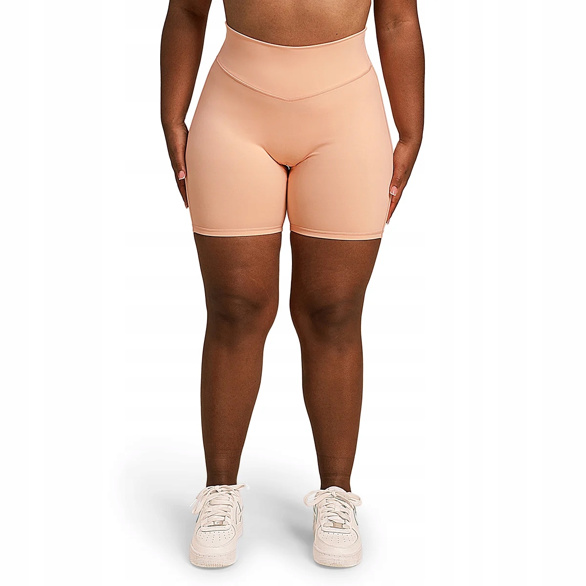Krótkie Spodenki Damskie Szorty Wysoki Stan Siłownia Joga Peach BeastPink S