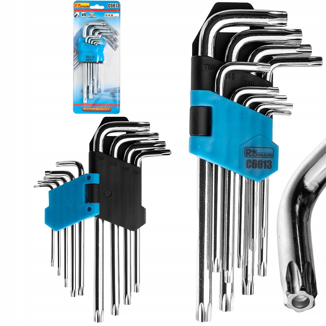 Klucze Trzpieniowe Torx Krótkie Zestaw 9 Sztuk T10-50 Cr-v Richmann C6613