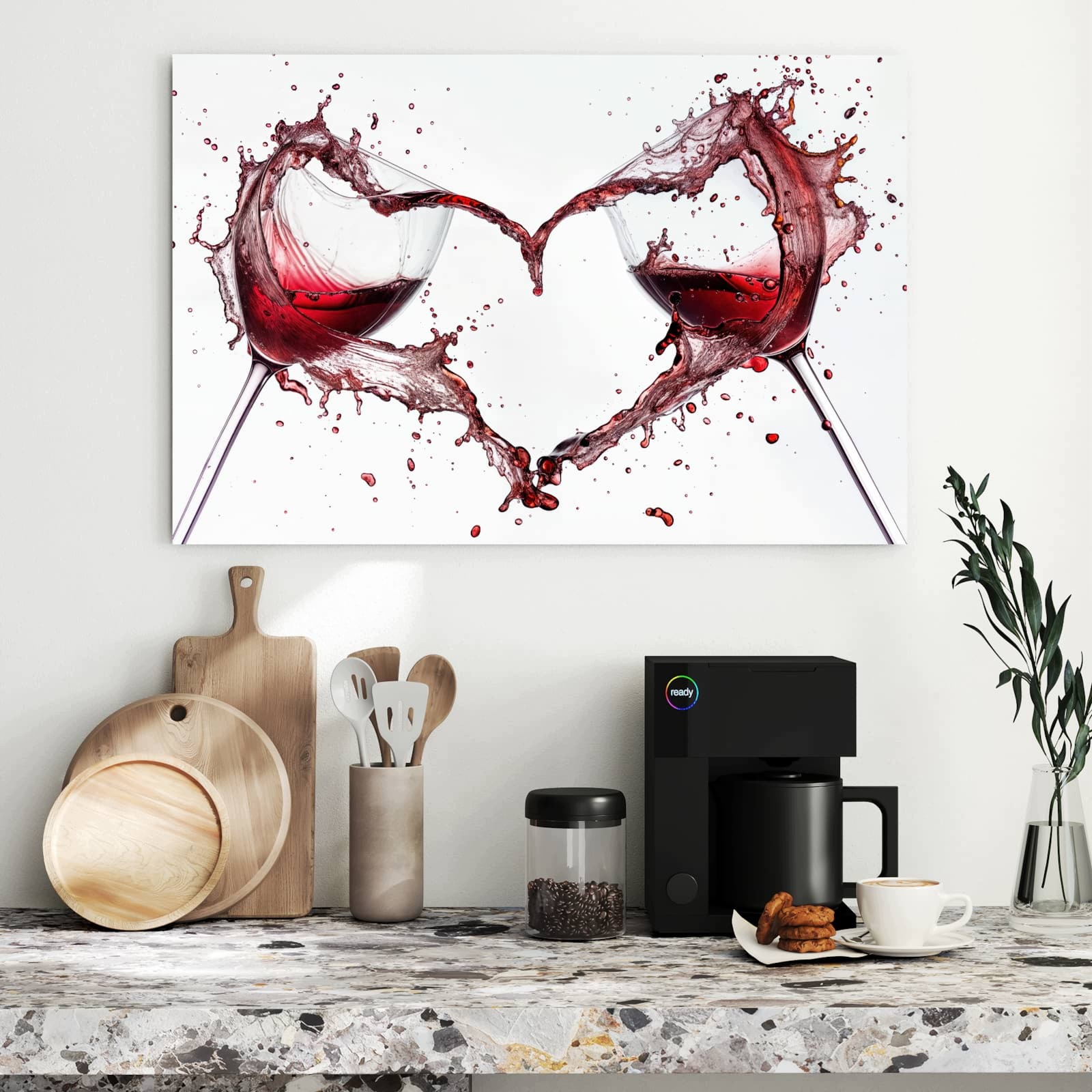 Magnetická tabule Skleničky do vína Srdce 90 × 60 cm