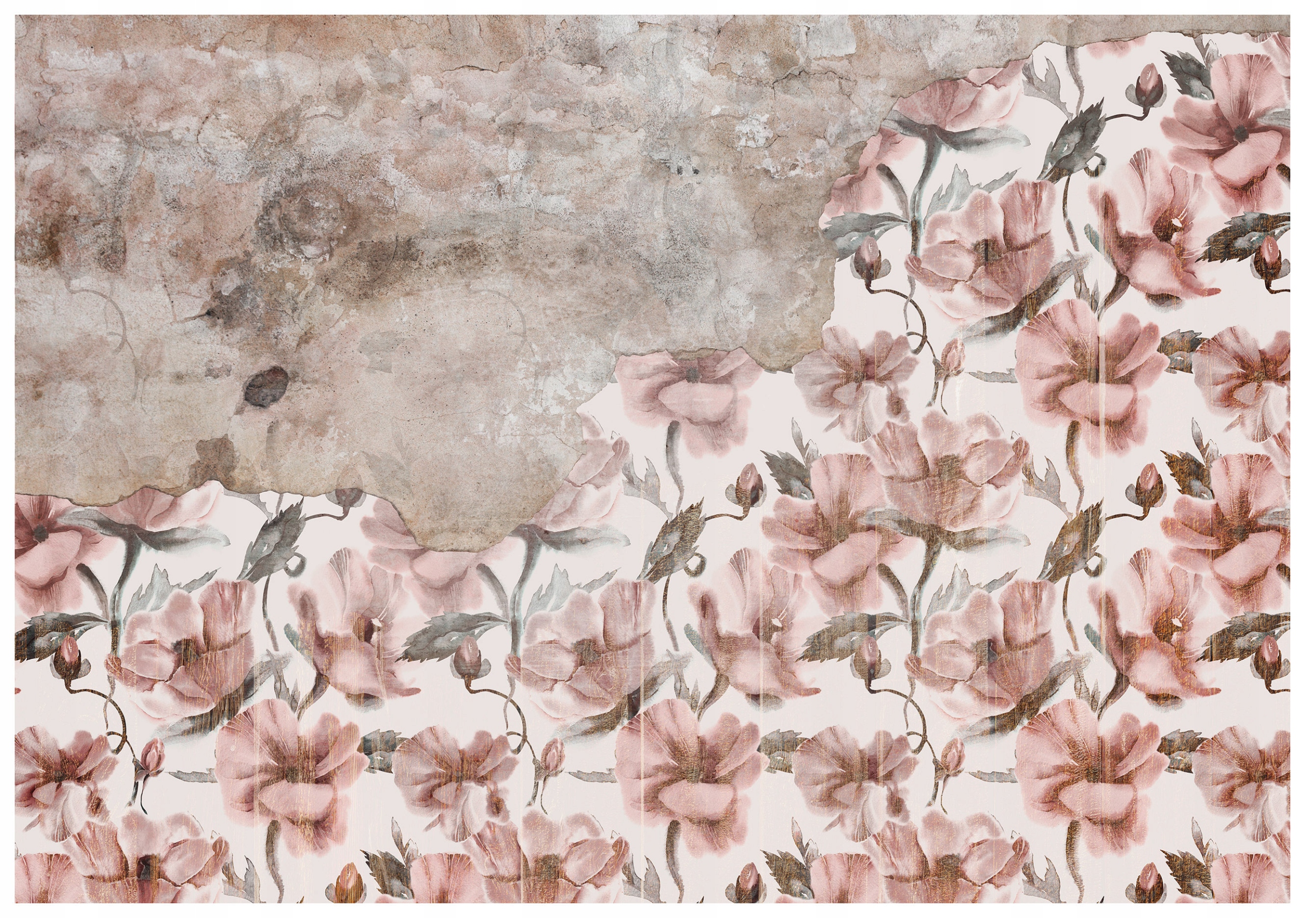 Tapeta Květiny Vintage na zeď 368x254 vinylová pastelové růže béžová lepidlo