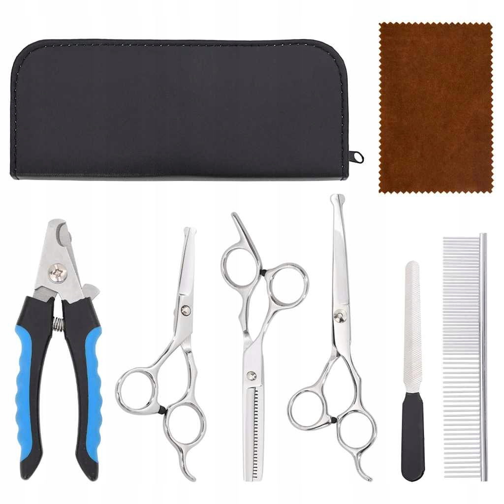 Levně Fionshop 262669922 6dílná sada nůžek na stříhání psů nerezová ocel