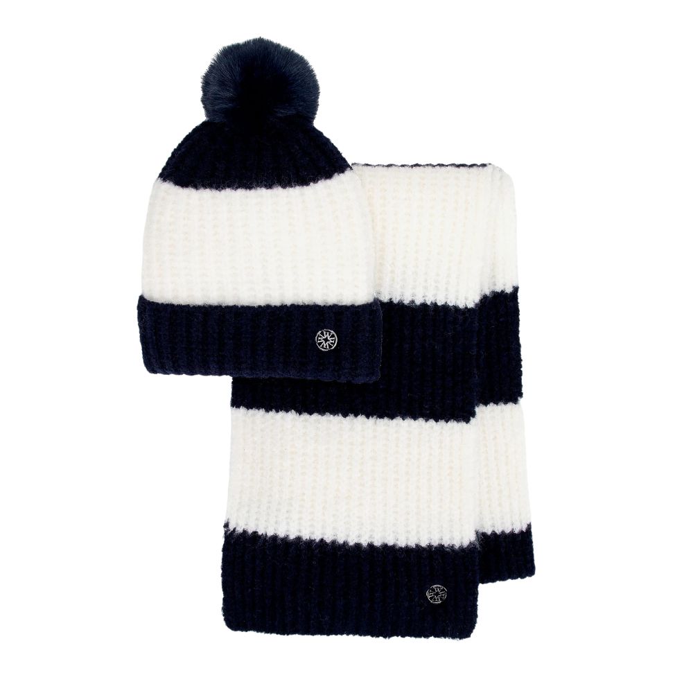 Dámská sada: čepice s bambulí a šála Wittchen 101-SF-210-0N proužky