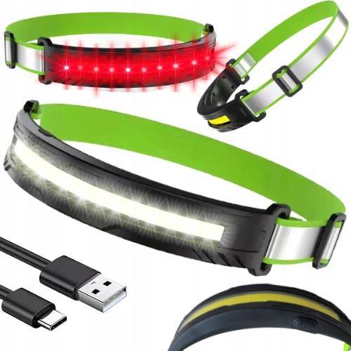 LATARKA CZOŁOWA LAMPKA CZOŁÓWKA COB RED LED USB-C LC3 Model zylu-paskowa-COB-czolowa1