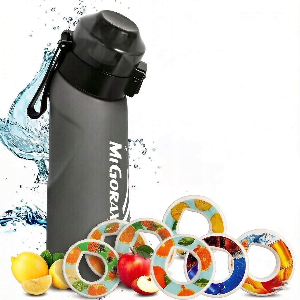 Bidon sportowy 650ml nietłukący matowy czarny z 7 pierścieniami zapachowymi