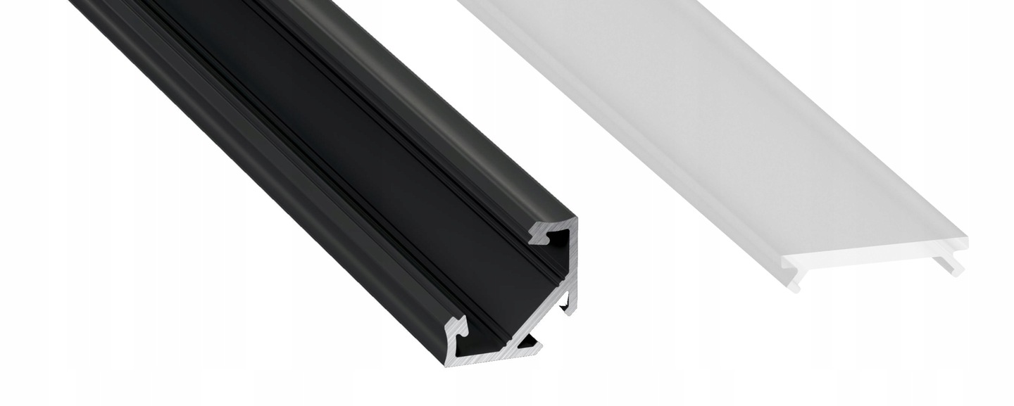 

1mb Profil C aluminiowy Narożny Czarny z Kloszem