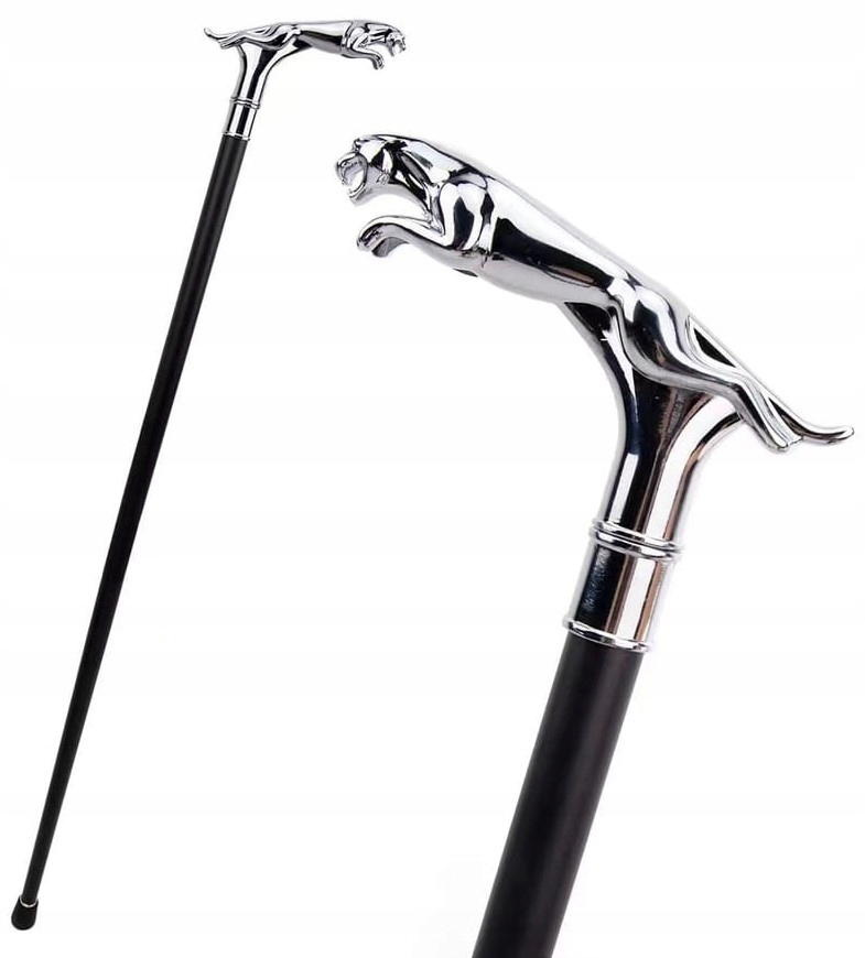 Laska metalowa ozdobna Leopard Srebrna Laska premium