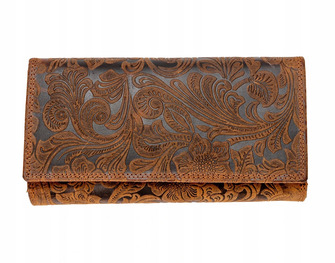 Kožená dámská velká peněženka Wild By Loranzo hnědá ornament