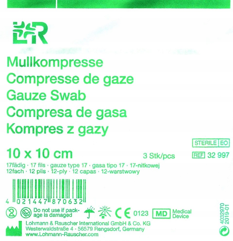 

L&r Kompresy z gazy 10x10cm 3szt 17n 12w jał