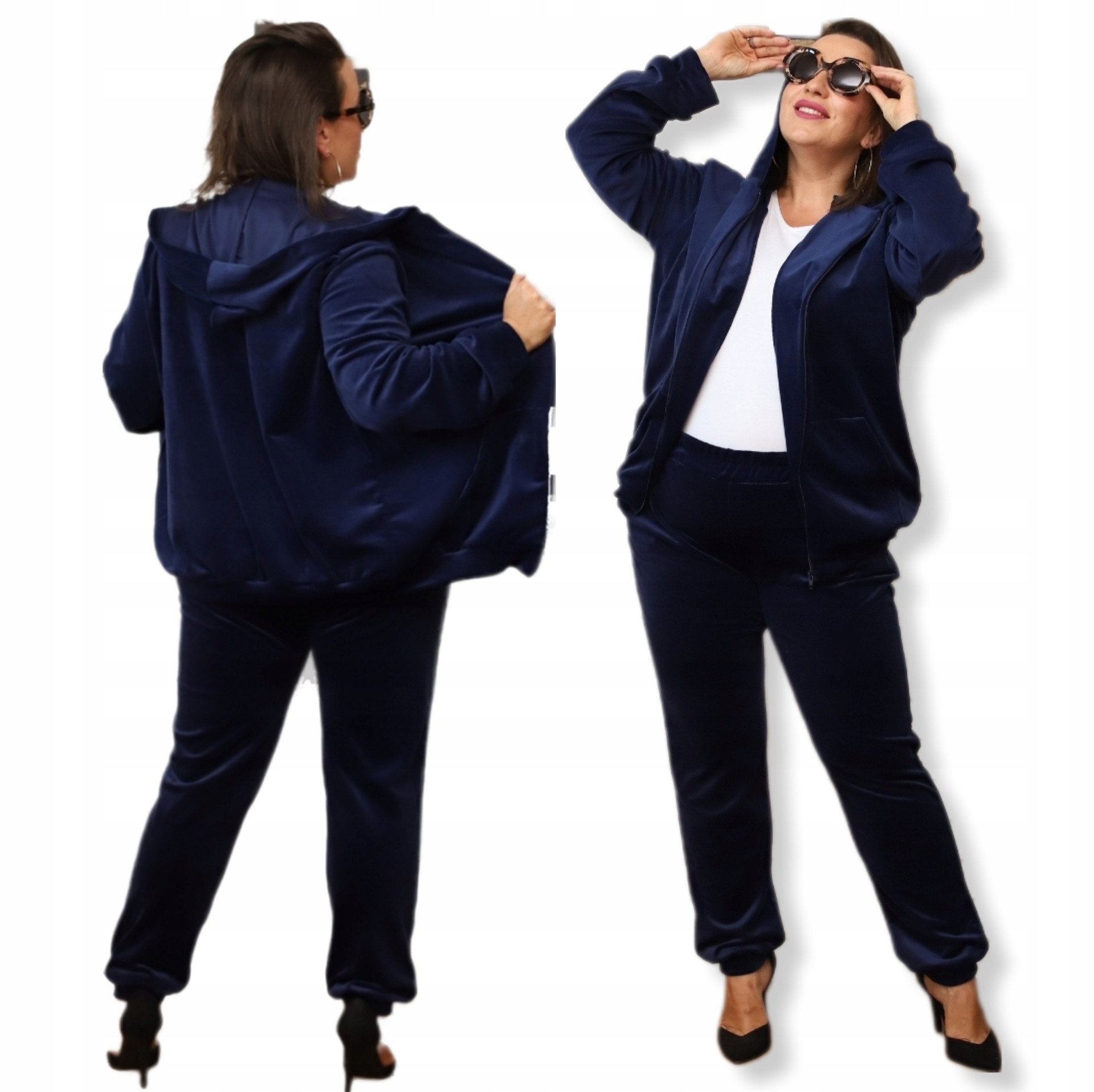 DRES WELUROWY KOMPLET SPODNIE BLUZA ROZPINANA PLUS SIZE KOLORY ROZMIARY Model 829