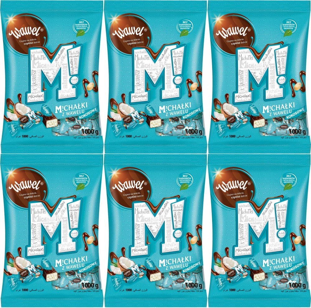 Cukierki w czekoladzie Michałki Kokosowe Wawel 1kg x6
