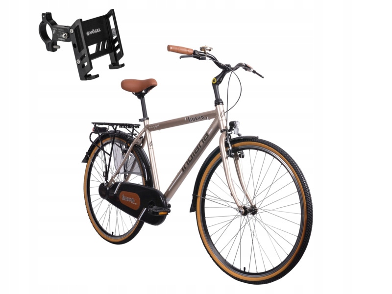 Rower miejski Indiana Storica 130 28 cali męski Kremowy Uchwyt na telefon