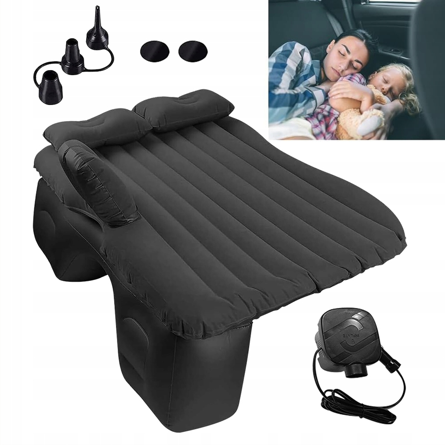 Ultramiękki Materac Samochodowy Tylny Czarny Dla Dzieci