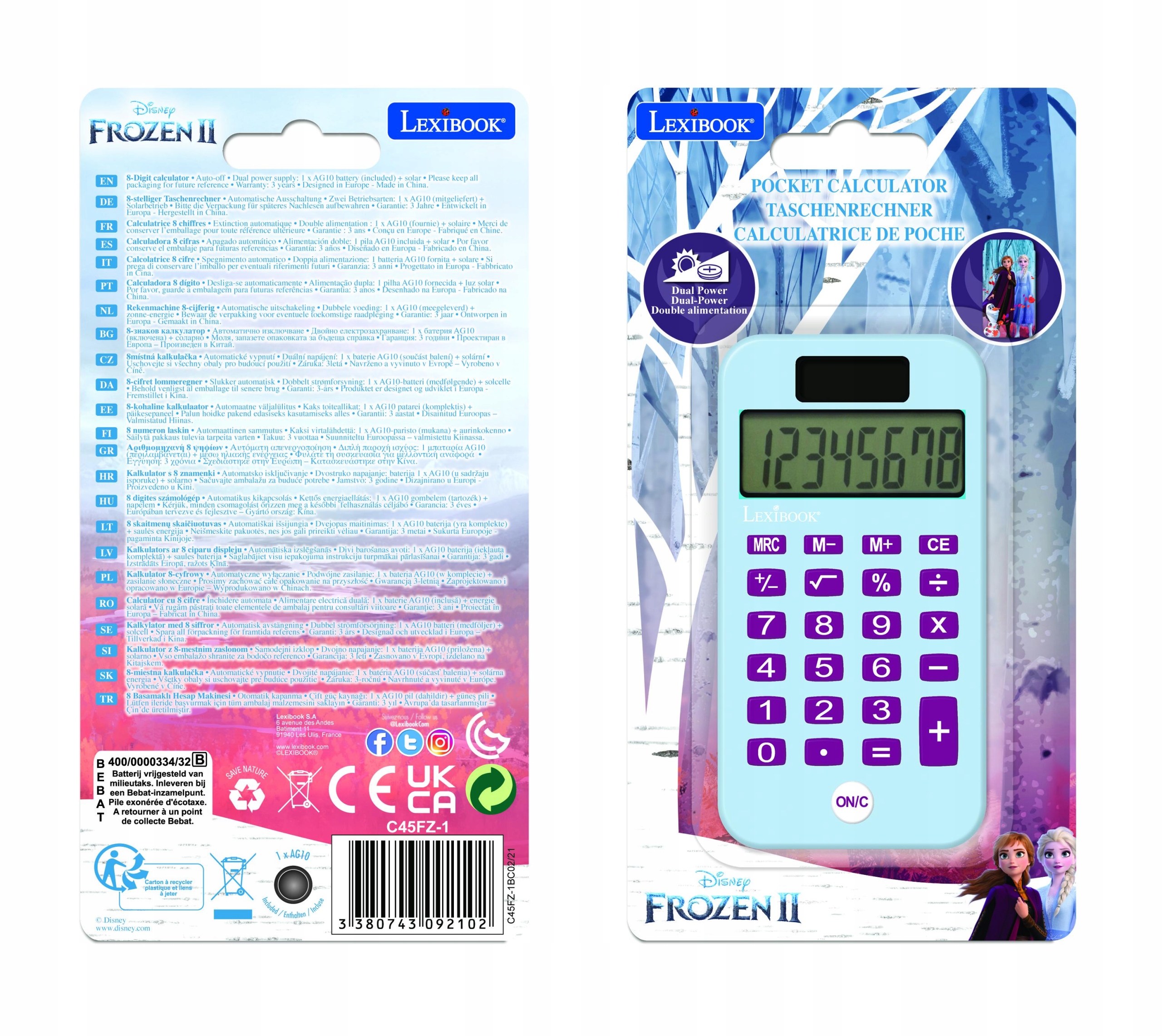 Kalkulator 8 cyfrowy Kraina Lodu Frozen z osłoną Marka Lexibook