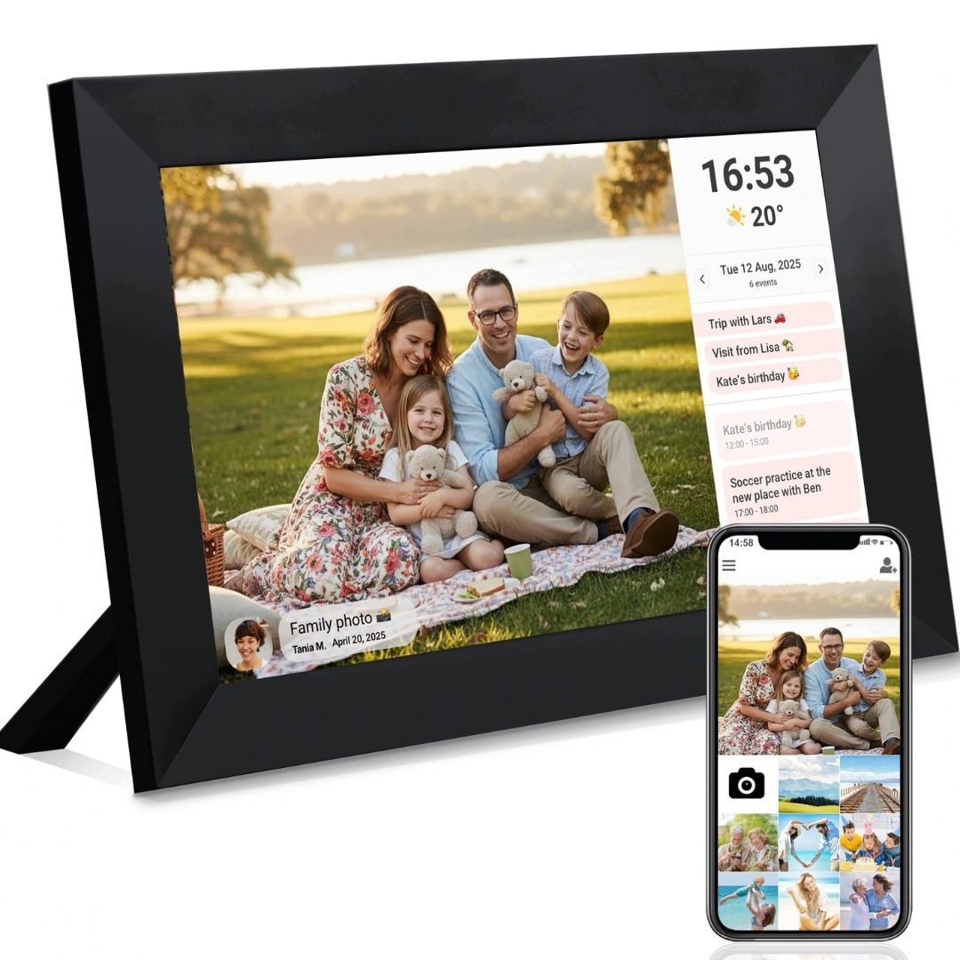 Rámeček Digitální Wifi 10,1 Palce Ips Dotykový 32GB Frameo Kalendář Dřevo