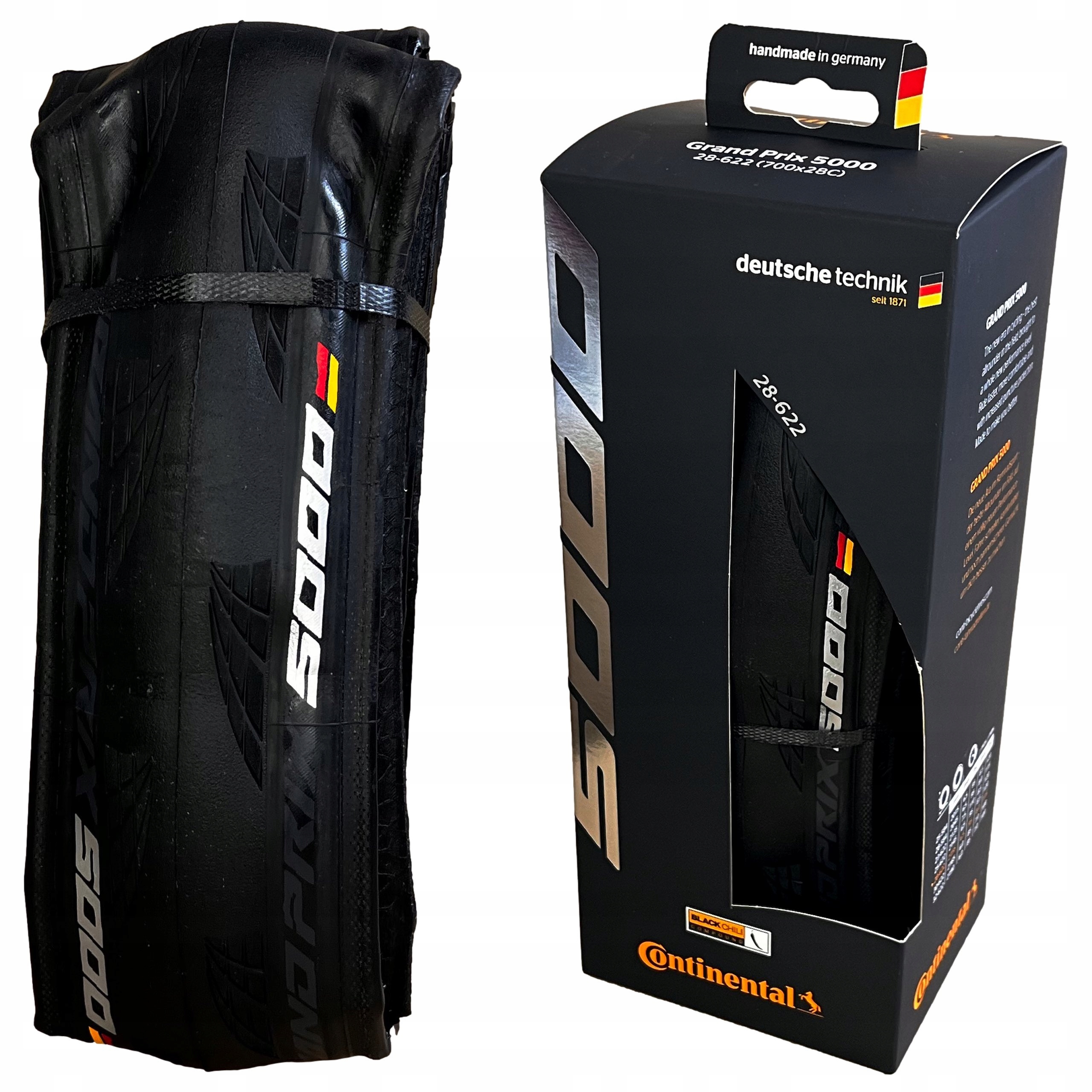 Opona Szosowa 28 Continental GP5000 28mm Czarna 700x28c Dętkowa 48T25 Box