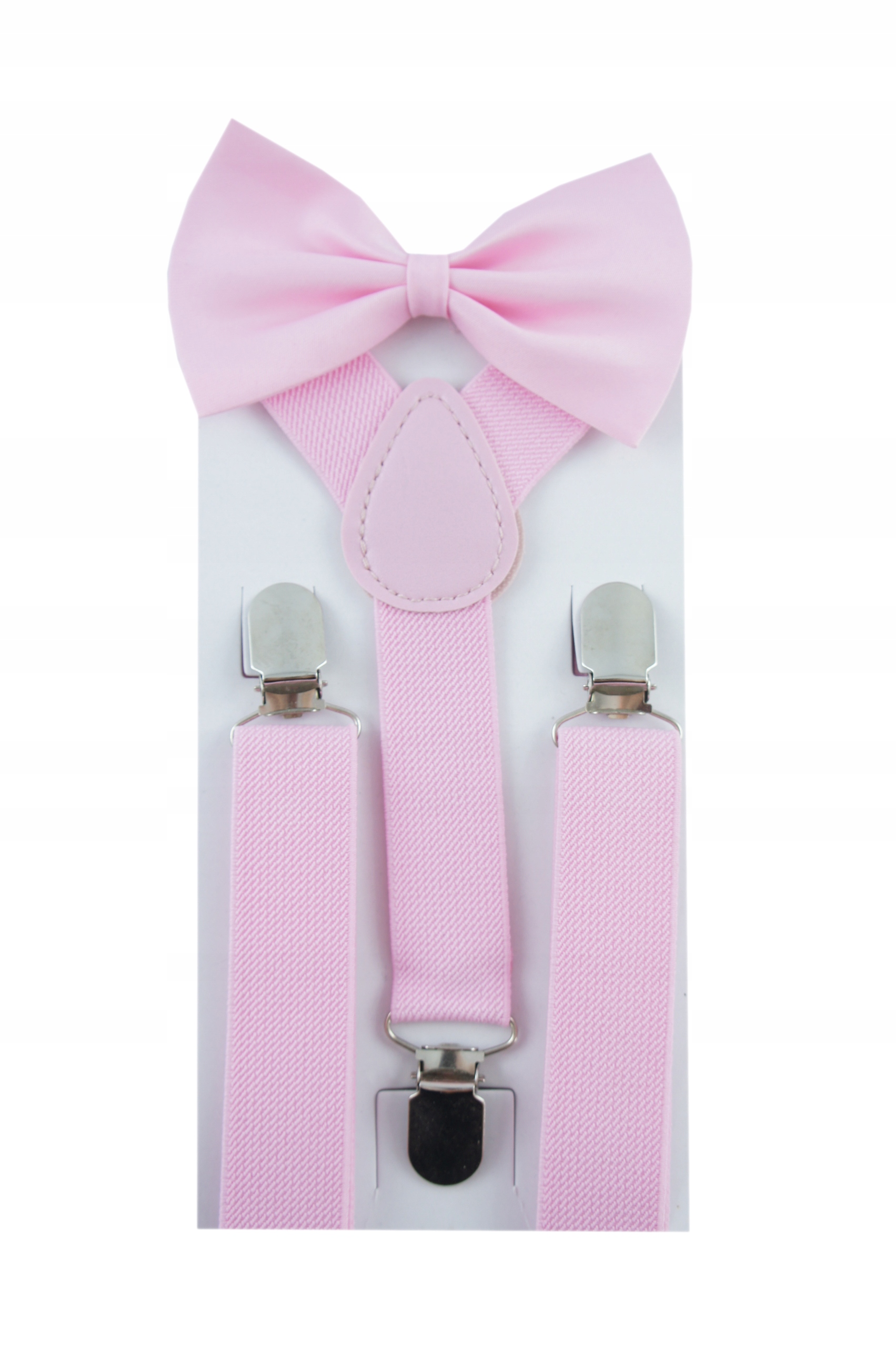 Szelki i muszka dla chłopca dziecka przedszkolaka różowe pudrowe matowe