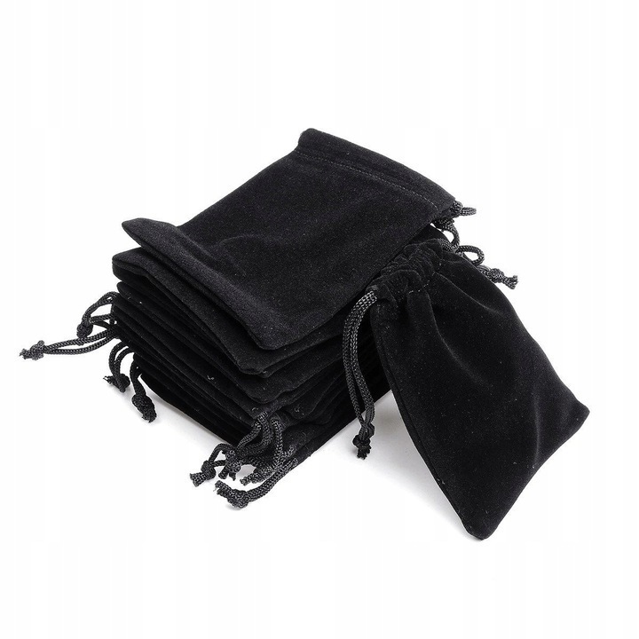 CZARNY AKSAMITNY WORECZEK KOŚCI MONETY SAKIEWKA 13X18 CM Nazwa Woreczek Na Kości Monety Sakiewka Worek Kolor:Czarny#Wymiary:13 x 18 cm