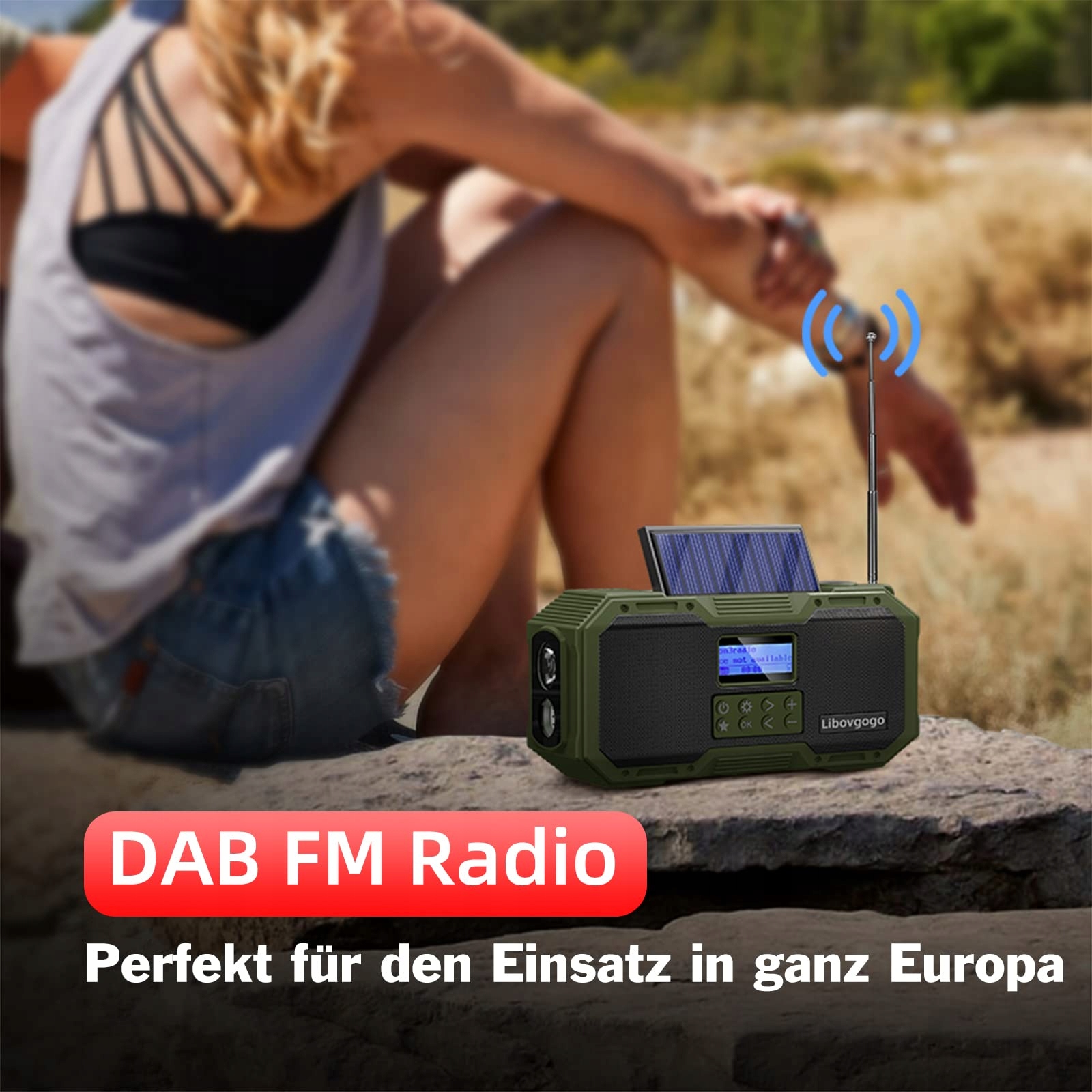 LIBOVGOGO Radio DAB+ FM Bluetooth Solar Powerbank 4000mAh Latarka — miniatura 2