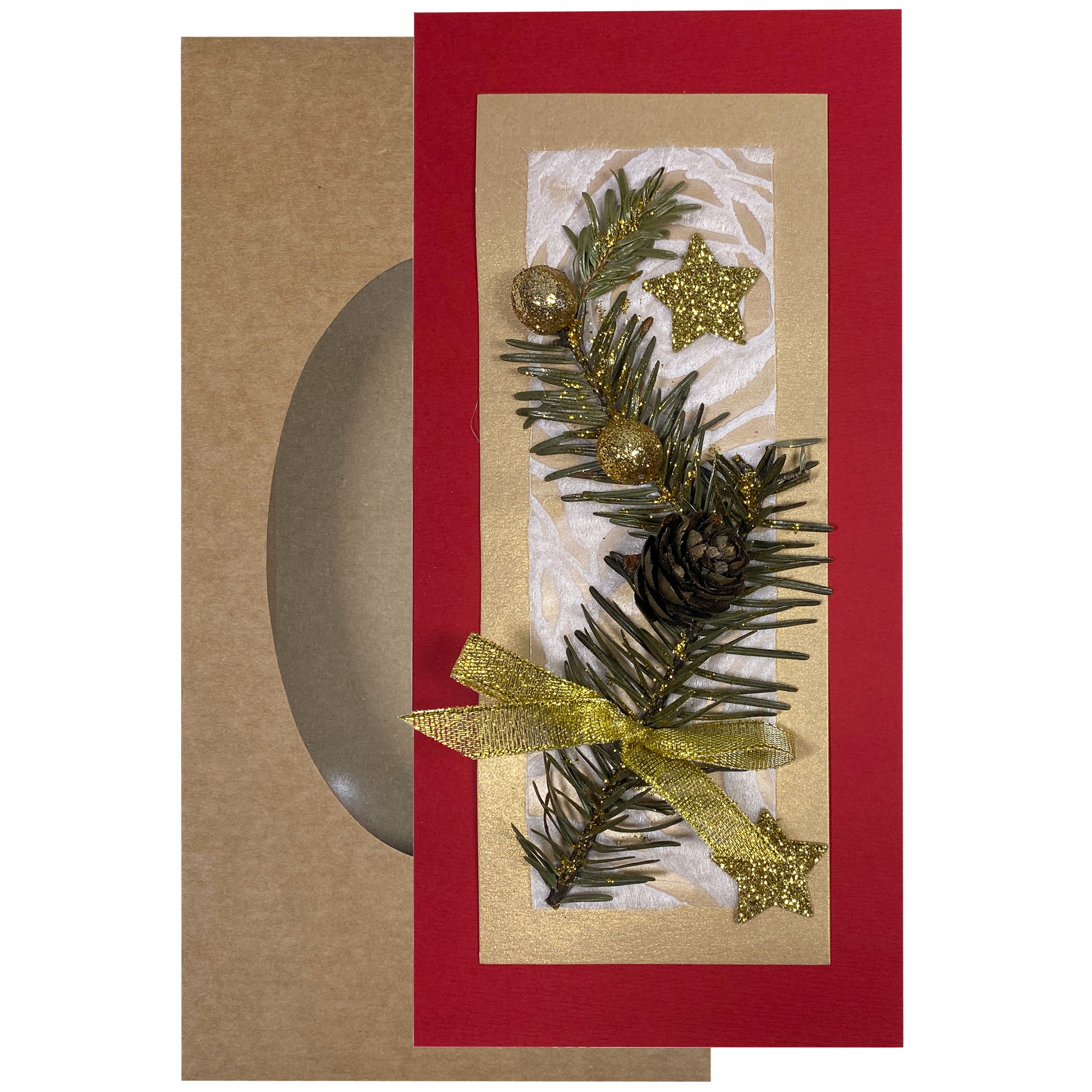 

Świąteczna Kartka w pudełku (DL) czerwono-złota