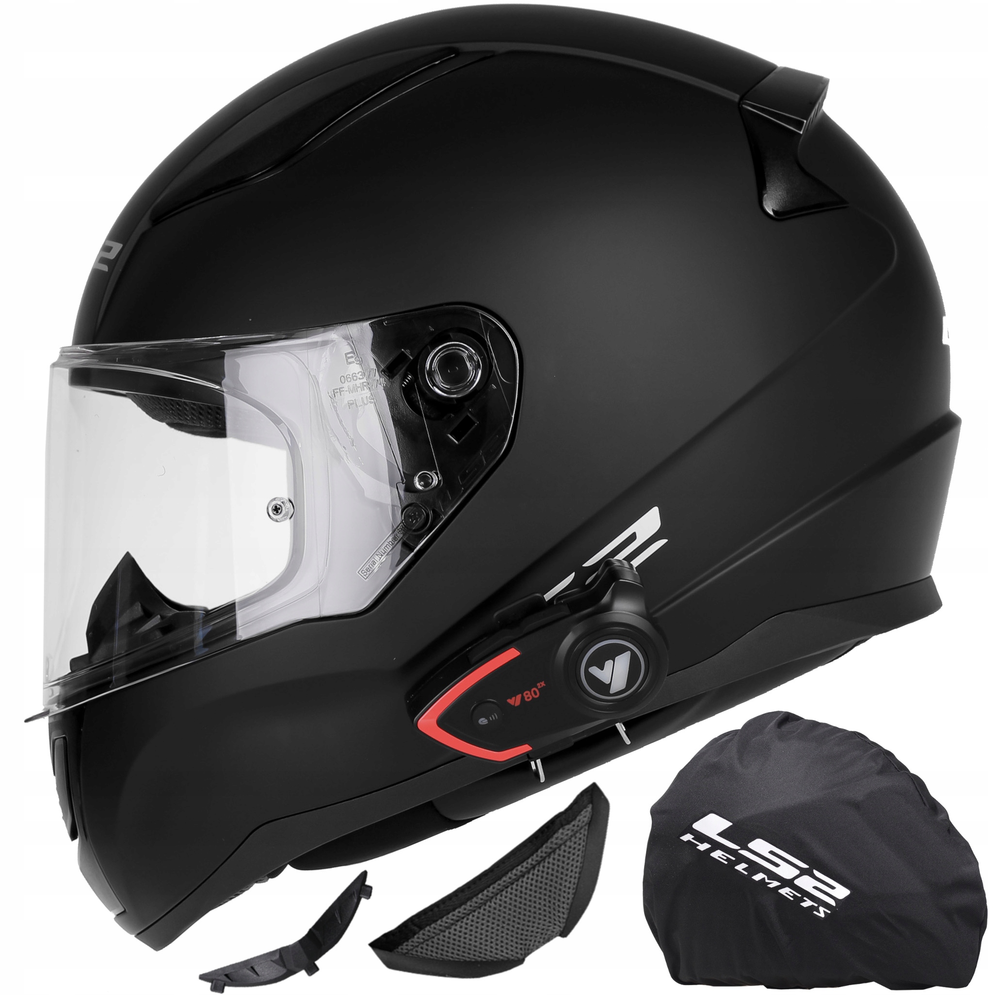 LS2 Motocyklová Přilba FF353 Rapid II Černá Matná Interkom V80 Bluetooth