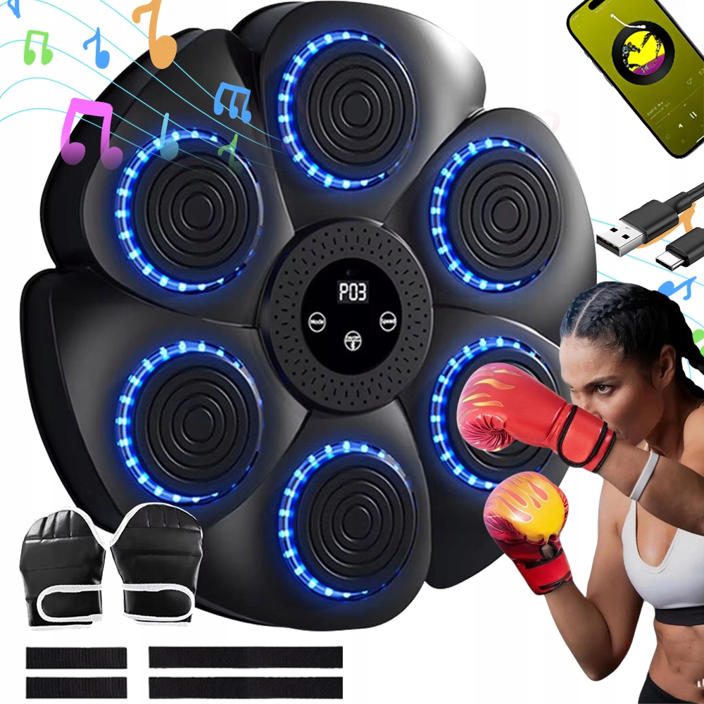 Music Boxing Machine Z Bluetooth 9 Trybów Treningowych Ścienna