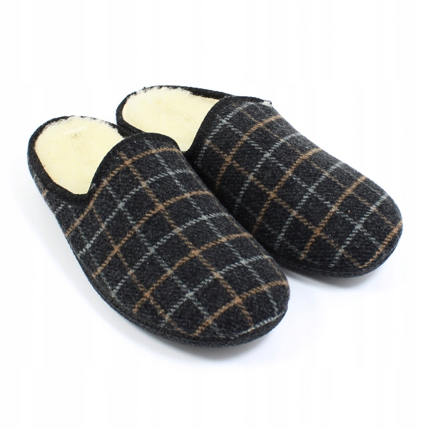 Pánské šedé kostkované Papuče s ovčí vlnou LC11664X Sanital Flex vel. 43