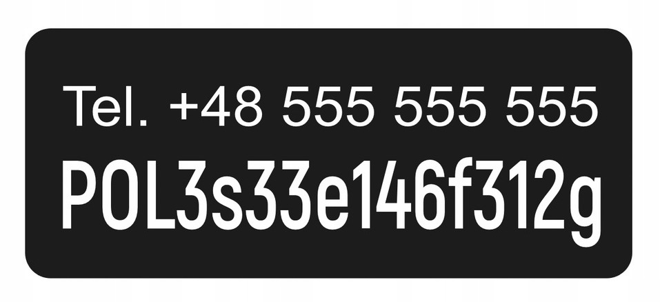 

Tabliczka naklejka na drona aluminium 17x7mm