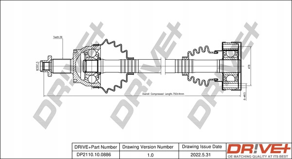 PÓŁOŚ NAPĘDOWA VW POLO 01-12 PRAWA