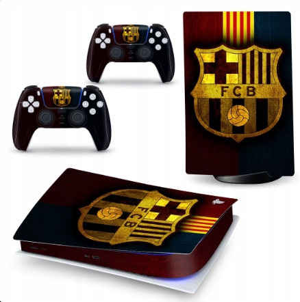 Naklejki Naklejka Skórki na PlayStation 5 i Pady Motyw Piłkarski Barcelona