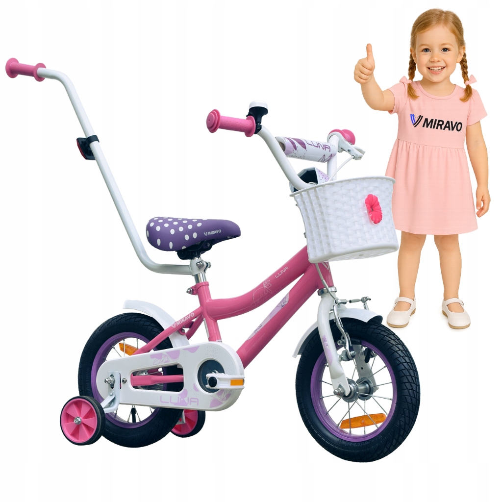 Rowerek Dziecięcy 12 Cali Rower Dla Dziewczynki Koszyk I Prowadnik