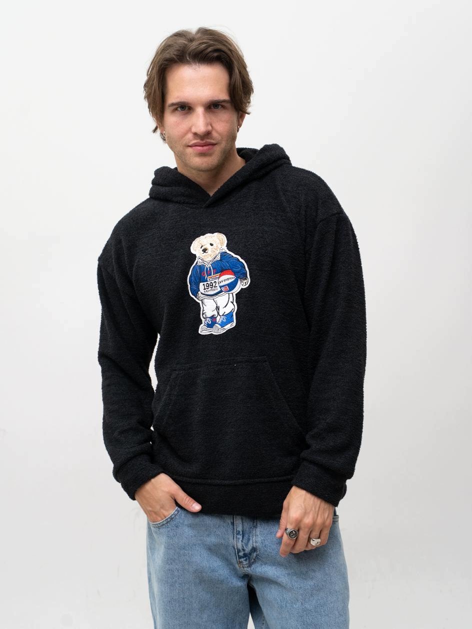 Svetr S Kapucí Pánský Černý Plus Eighteen Regular Sholly Bear XL