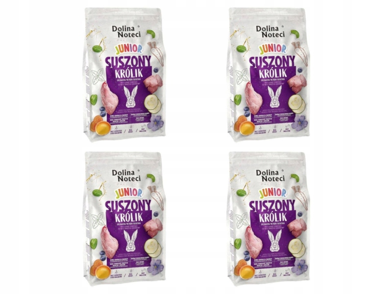 Karma dla psa suszona Dolina Noteci Premium Junior z królika 4 x 4 kg