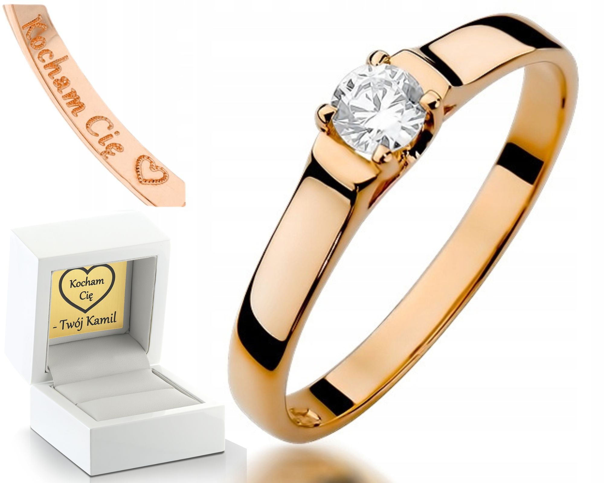 Zlatý Prstýnek Z Růžového Zlata S Briliantem, Zásnubní Dárek