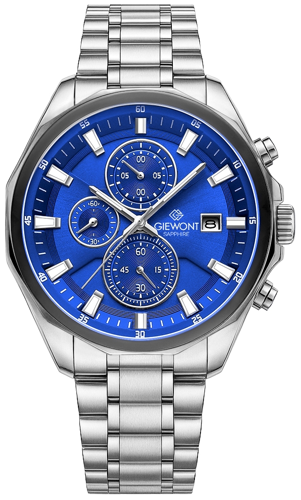 Pánské hodinky Giewont Quartz, Chronograph Sapphire Stříbrno-modré