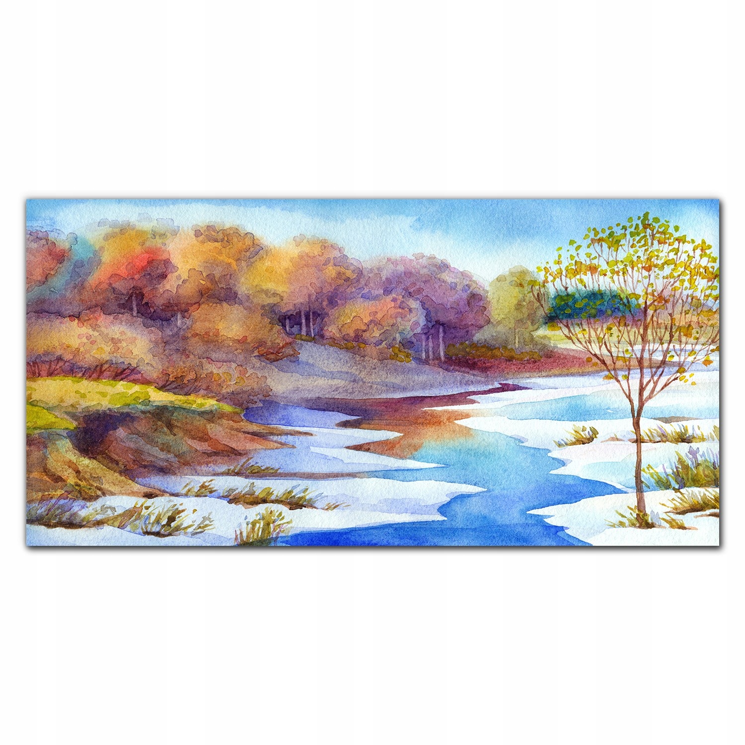 

Obraz wiszący ścienny 120x60 Akwarela drzewa rzeka