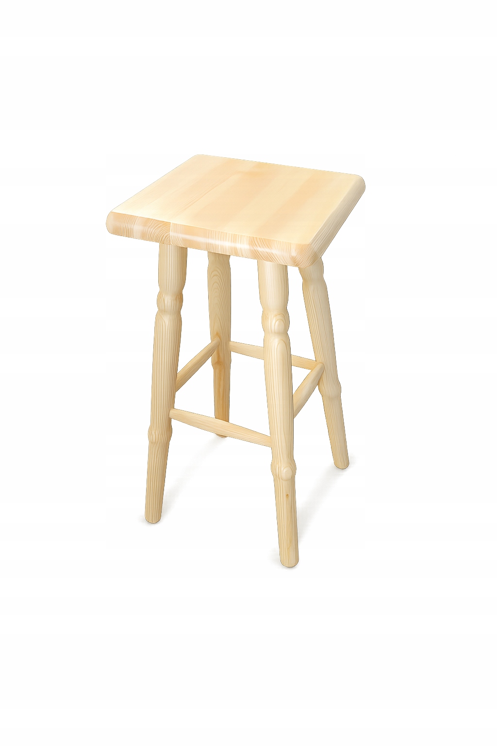 Taboret półbarowy hoker drewniany stołek sosnowy kuchenny noga toczona 60cm