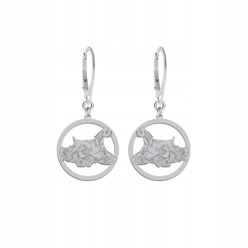 Stříbrné Náušnice s americkým kokršpanělem 925 Žena Gravírování Bonus