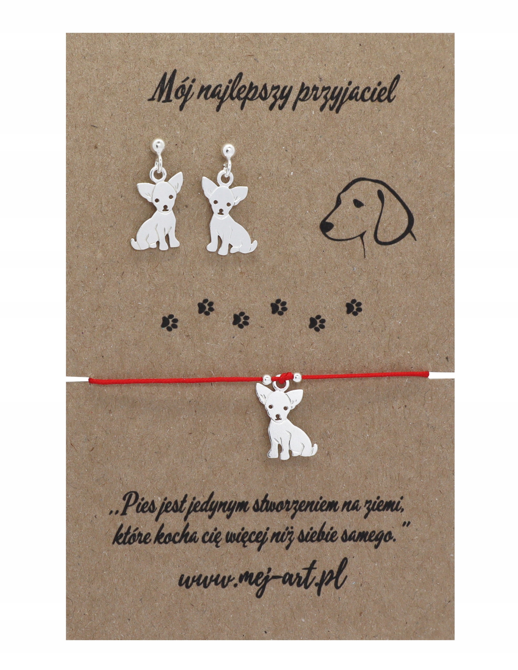 

Srebrna bransoletka i Kolczyki Pieski Pies Srebro