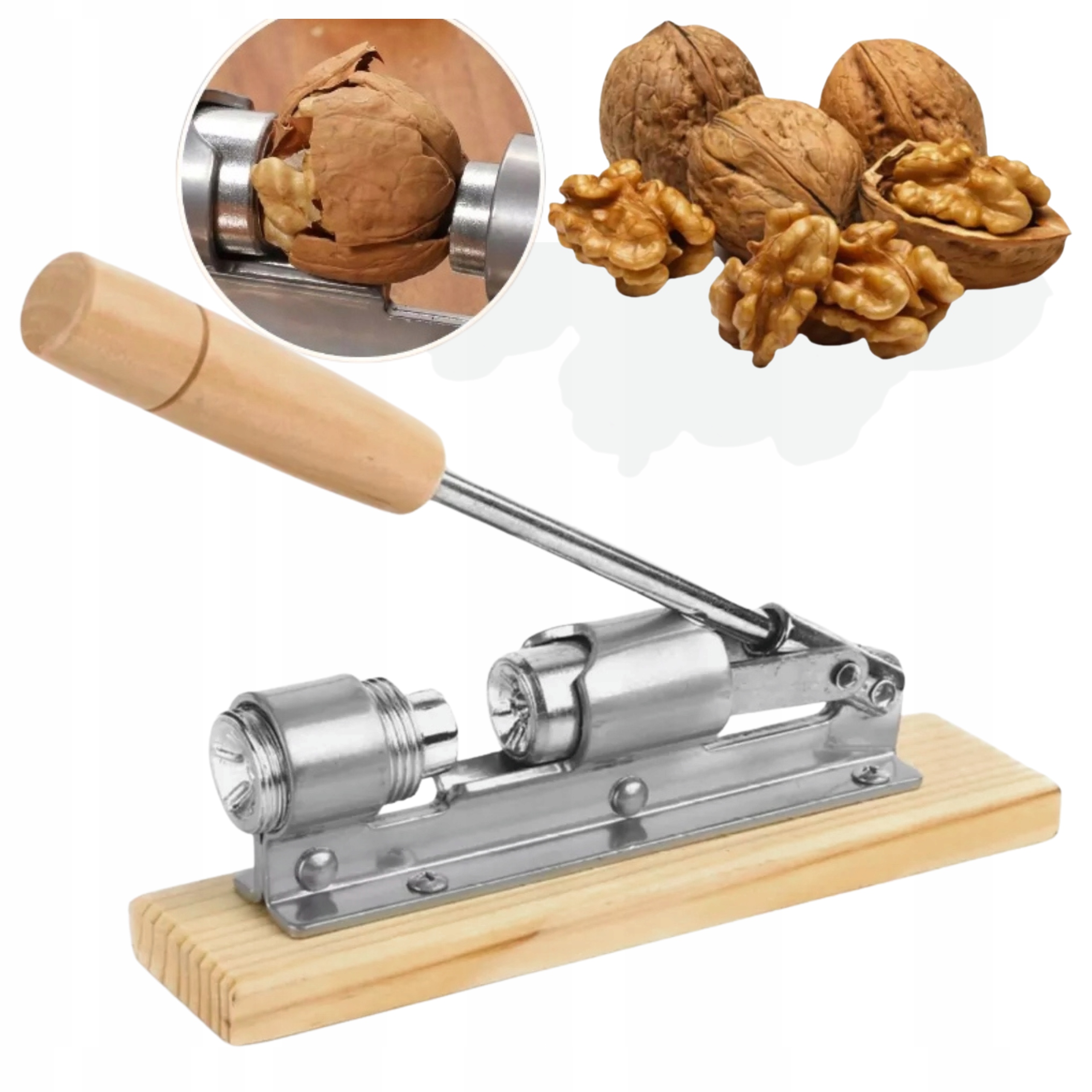 DZIADEK DO ORZECHÓW STALOWY MOCNY NA PODSTAWIE SOLIDNY REGULOWANY RĘCZNY