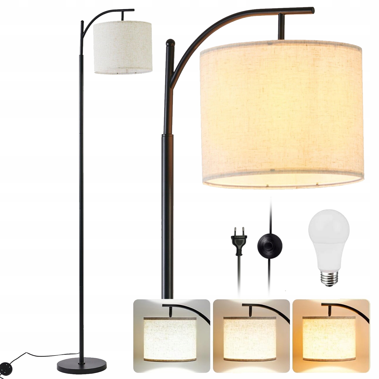 Led Stojací Lampa E27 Stínidlo Obývací Pokoj Ložnice Pokoj Hala 154 CM