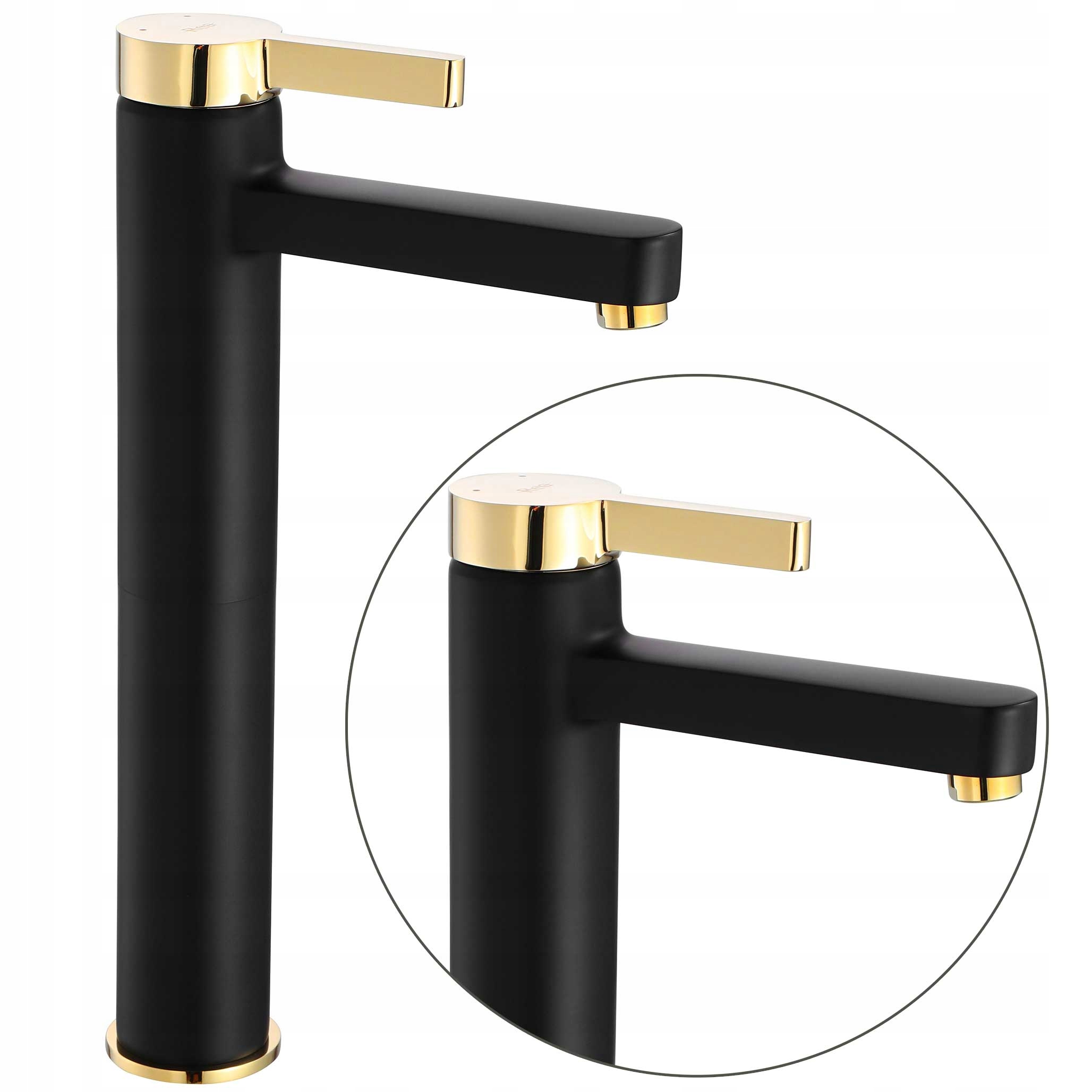Umývadlová batéria Čierna Zlatá Vysoká Matná Pre Umývadlo Rea Okrúhla