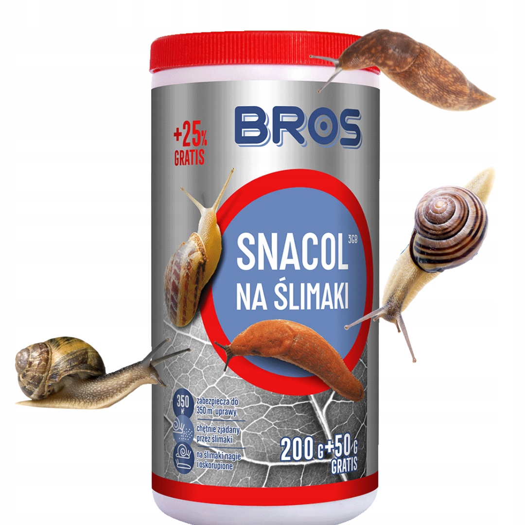 BROS Na Ślimaki Snacol Granulat Trutka Środek Na Ślimaki Skuteczny 200g+50g